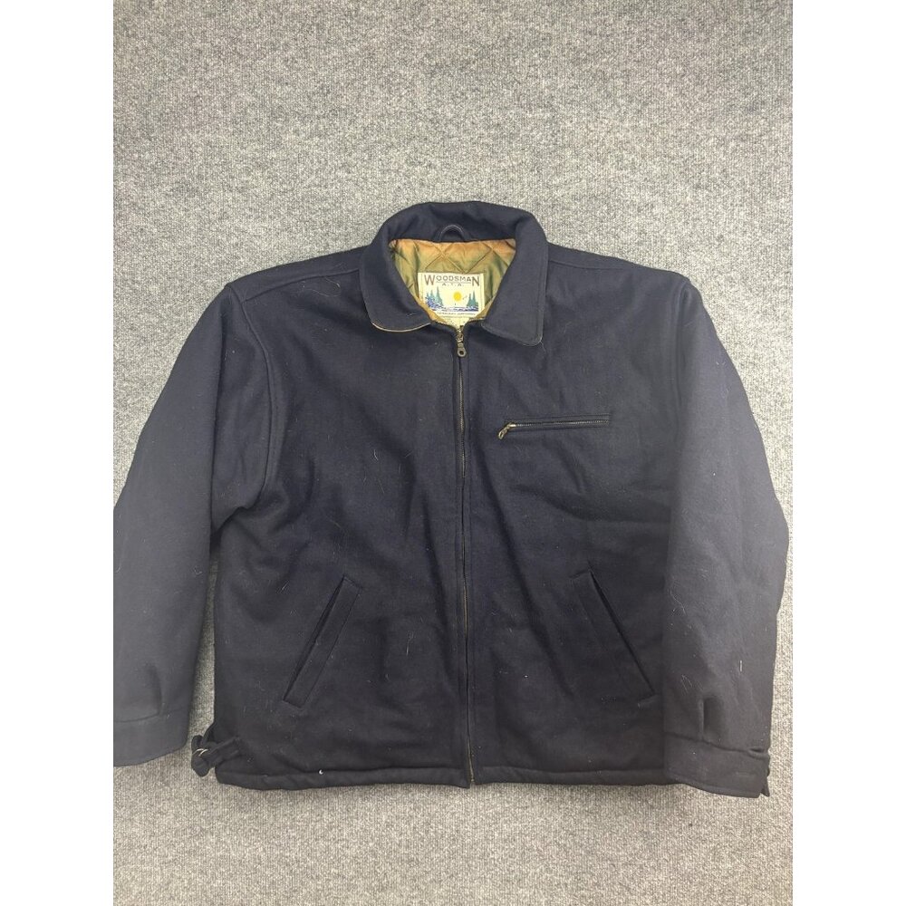 Woodsman ATA Jacket Mens XL Blue Wool Bomber Quilted Lined Full Zip Outdoor‎